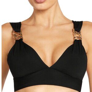 Robin Piccone Women's Jane V Neck Plunge Bikini Top Black Size XS - 1838